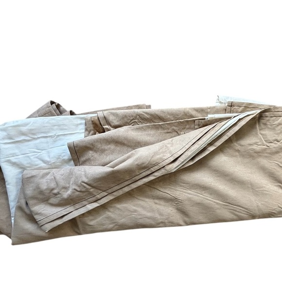 JCPenney Home Collection Set King Suede Like Shams & Tan Bedskirt Neutrals - Picture 3 of 4